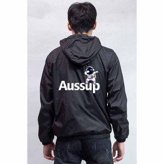 ⚡ FREESHIP ⚡ Áo khoác dù in AUSUP dành cho nam nữ cặp đôi màu đen, form rộng phông cách unisex S0