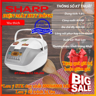 NỒI CƠM ĐIỆN TỬ SHARP 1.8L KS-COM18V HÀNG THÁI LAN CHÍNH HÃNG