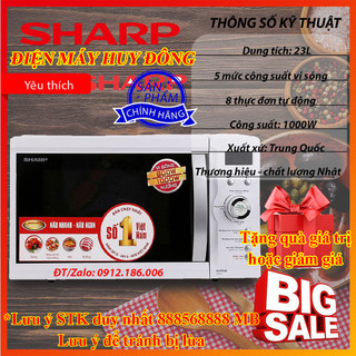 Lò Vi Sóng Có Nướng Điện Tử Sharp R-G371VN-W - 23 Lít - Hàng chính hãng