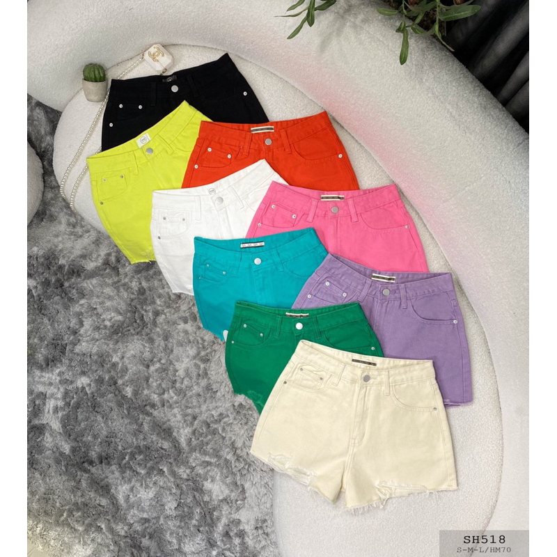 SHORT BÒ JEAN NHIỀU MÀU RÁCH TUA cotton