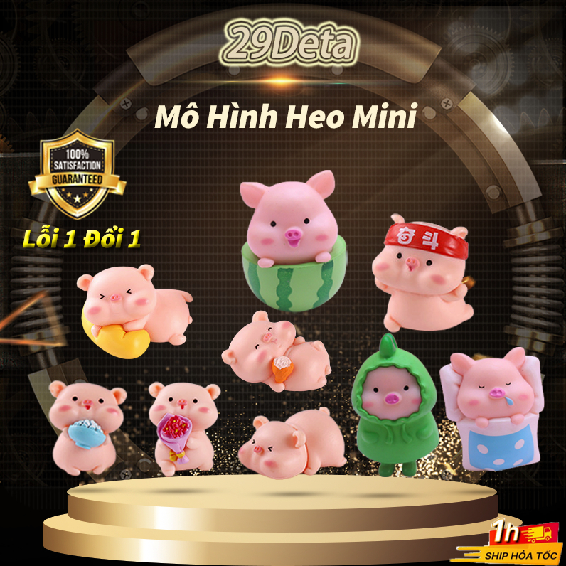 Mô hình heo hồng mini cute dễ thương 29Deta dùng để trang trí bàn làm việc, decor bàn học, làm tiểu cảnh terrarium