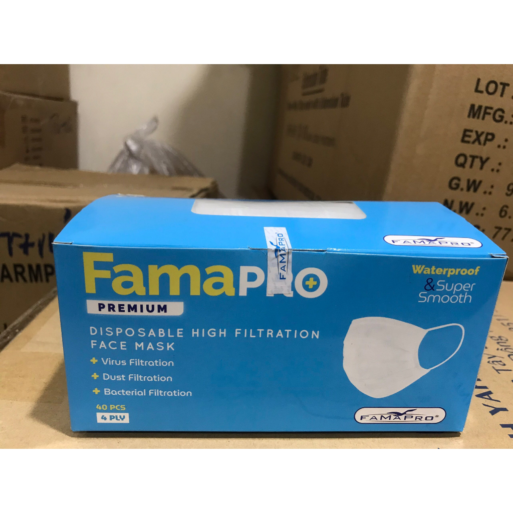 Khẩu trang y tế Famapro 4 lớp màu trắng hộp 50 cái