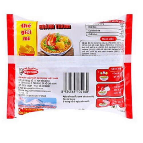Mì hoành thánh tôm Acecook Thùng 30 gói 76G