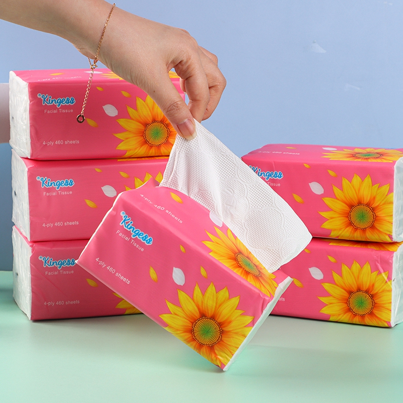 KINGESS （Nhận phiếu giảm giá50%Giảm giá）Khăn giấy làm sạch mặt bột gỗ nguyên chất 4 lớp 460 miếng