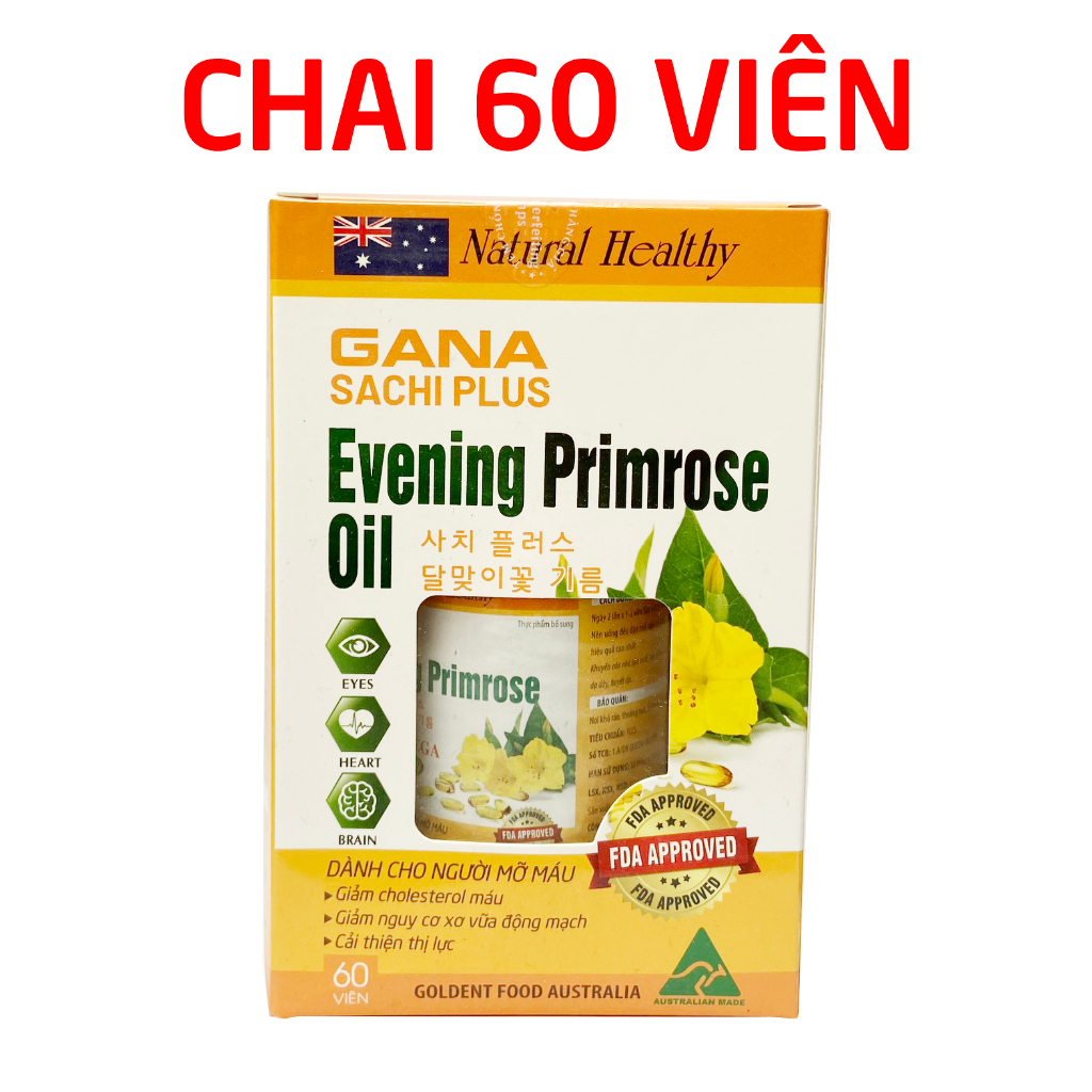 Gana Sachi Plus tinh dầu hoa anh thảo, omega 369 tốt cho người mỡ máu, tăng cường thị lực - Chai 60 viên