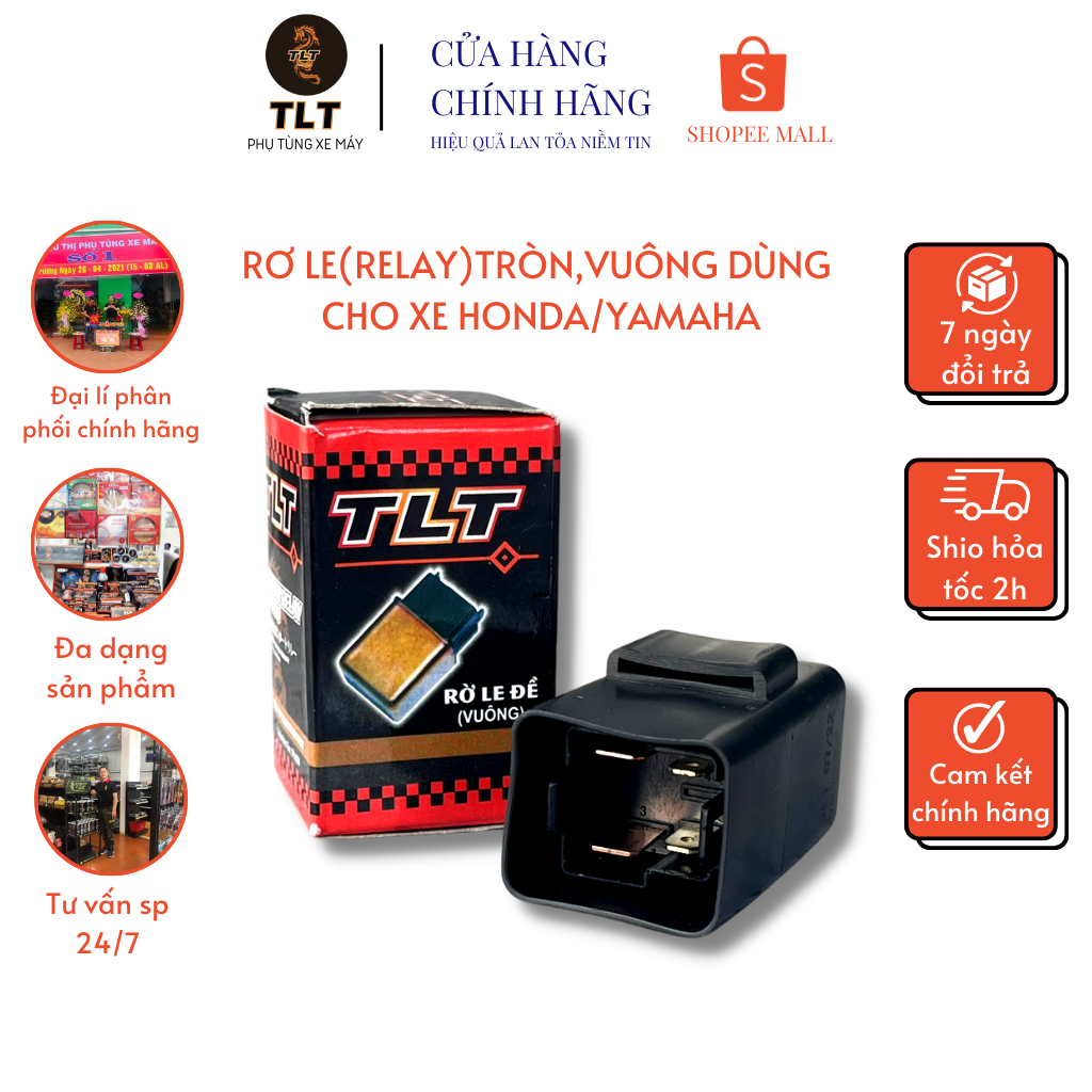 Rơ le,Relay TLT đề tròn,đề vuông giúp khởi động xe máy dùng cho xe máy Honda/Yamaha công nghệ Thái Lan bảo hành 12 tháng