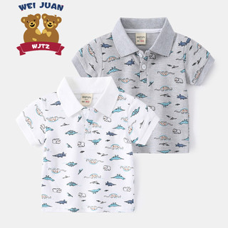 Áo Polo trẻ em áo thun bé trai in hình khủng long chất cotton hàng xuất Âu Mỹ