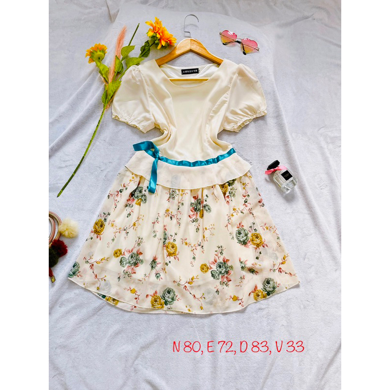 [2hand tuyển] Đầm Voan Hoa, Hai Lớp, 2hand