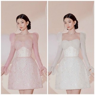 ĐẦM TAY PHỒNG ĐÍNH HOA KIM SA NGỌC