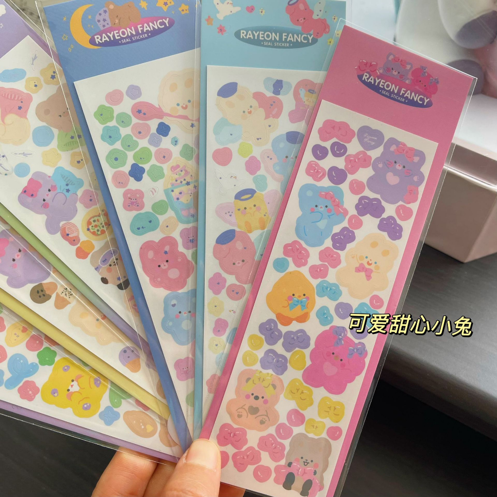 Zanmo tấm hình dán sticker thỏ hàn quốc kim tuyến decor toploader