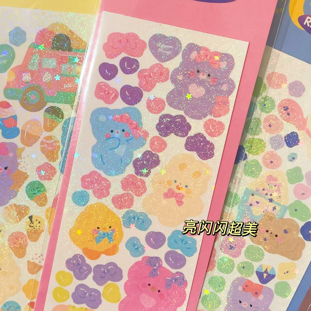 Zanmo tấm hình dán sticker thỏ hàn quốc kim tuyến decor toploader