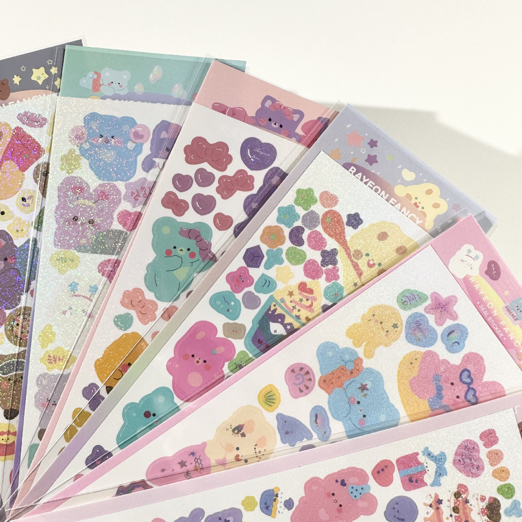 Zanmo tấm hình dán sticker thỏ hàn quốc kim tuyến decor toploader