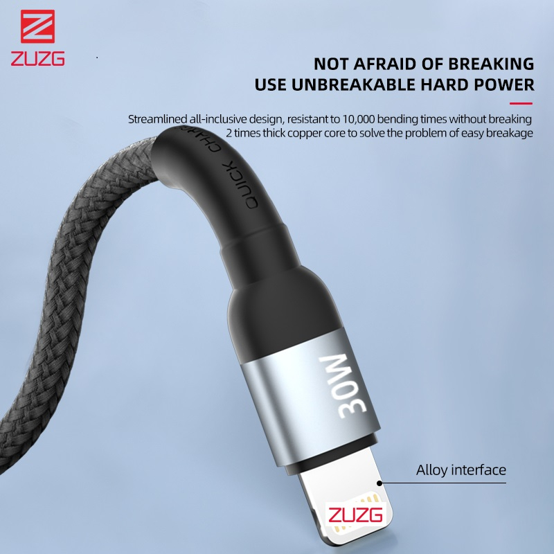 Cáp sạc nhanh 30W PD typec to ligthnin - chính hãng ZUZG KC05