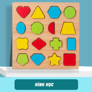 Đồ chơi gỗ  - Bảng hình học cơ bản, Đồ chơi Montessori thông minh cho bé luyên kỹ năng