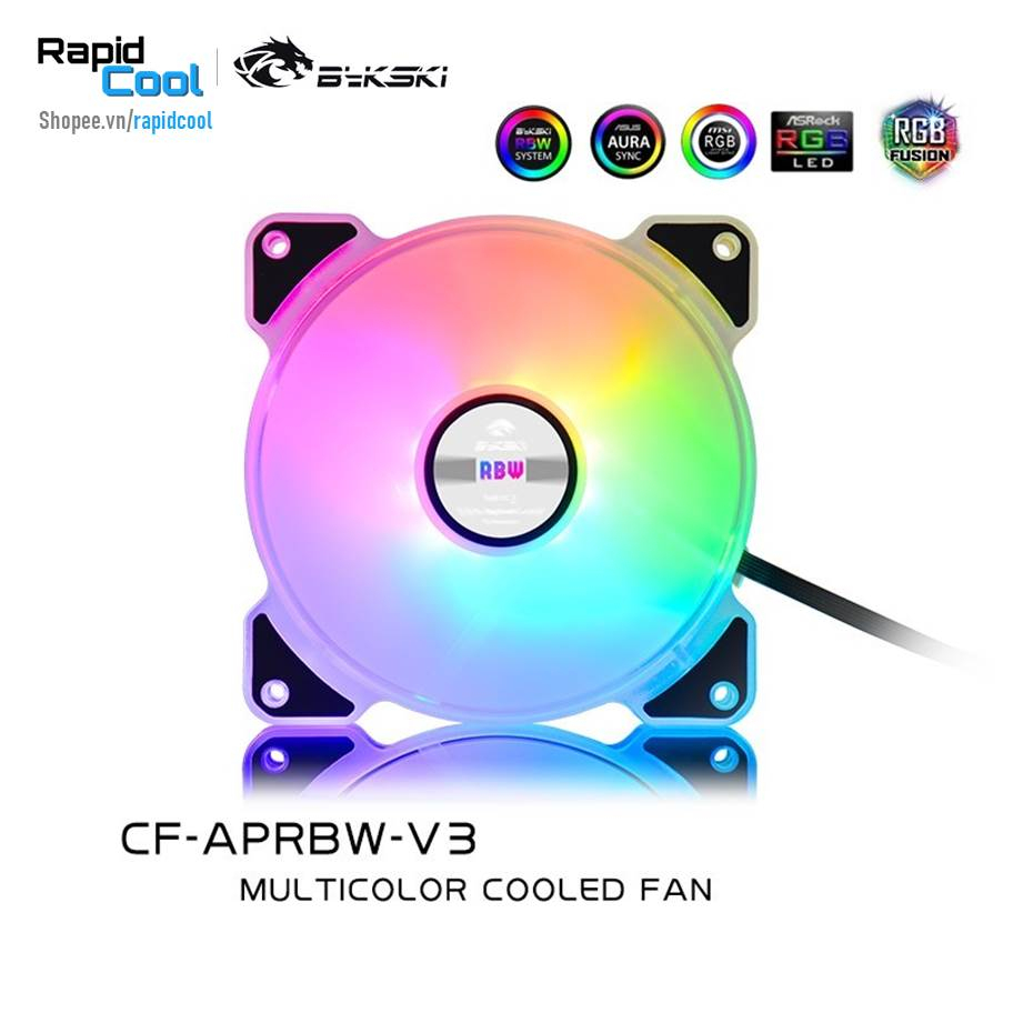 Quạt Tản Nhiệt, Fan Case Tốc độ: 2000RPM/71.77CFM - LED 5v ARGB Thế Hệ Thứ 3 | BYKSKI | CF-APRBW_V3