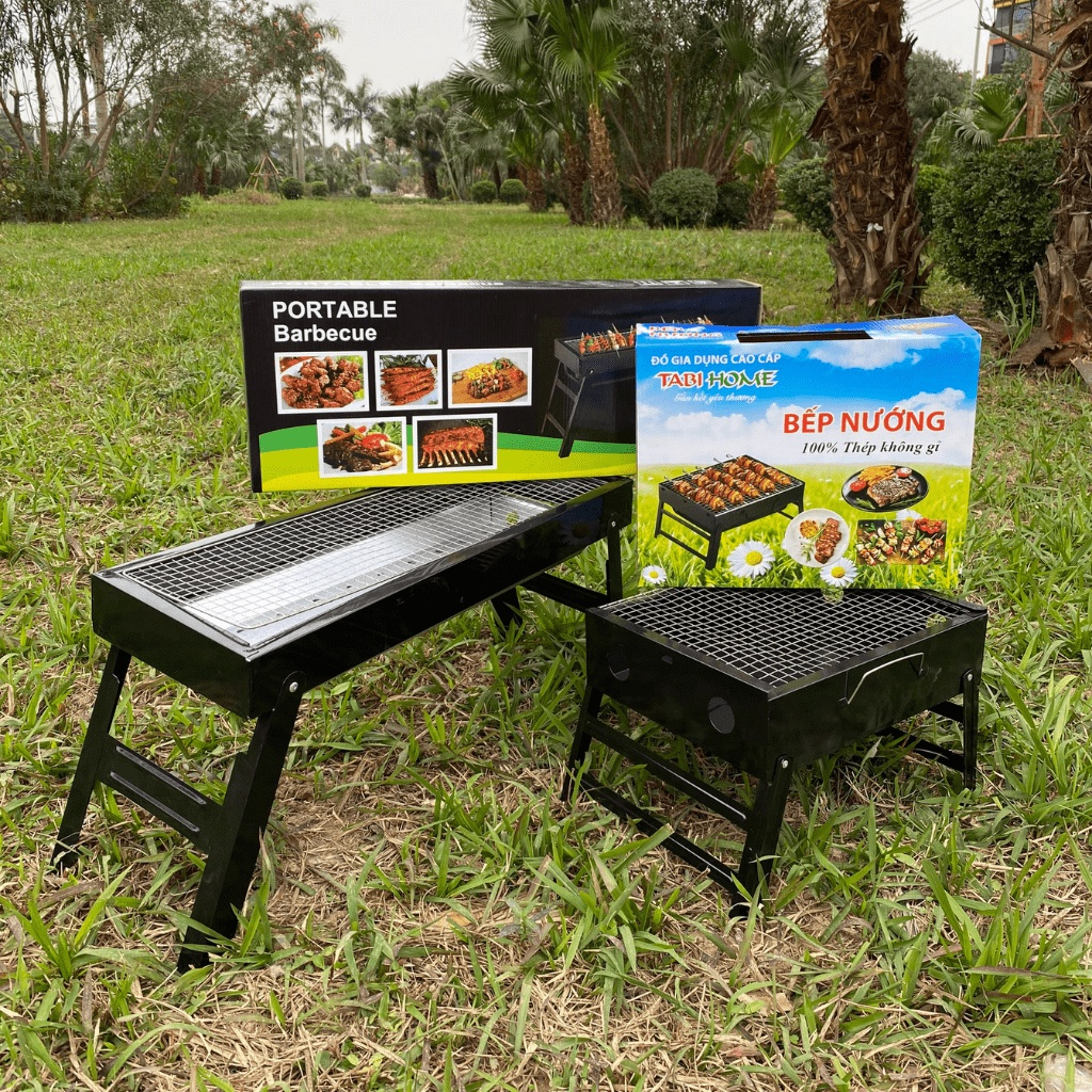 Bếp nướng than hoa gấp gọn dày dặn cứng cáp tiện lợi mang đi du lịch picnic