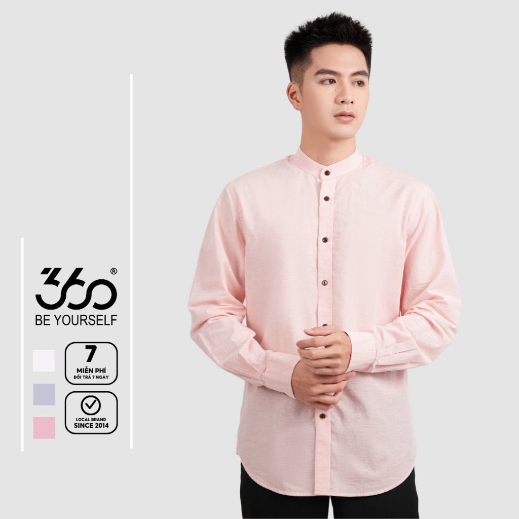 Áo sơ mi dài tay cổ bẻ thương hiệu thời trang nam 360Boutique chất liệu linen cao cấp - STDTK407