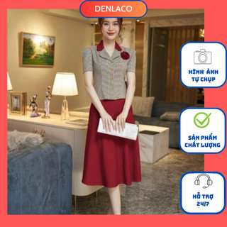 Set áo công sở kèm chân váy xòe hàng thiết kế chất liệu cao cấp, nhẹ nhàng mà thanh lịch - Denlaco