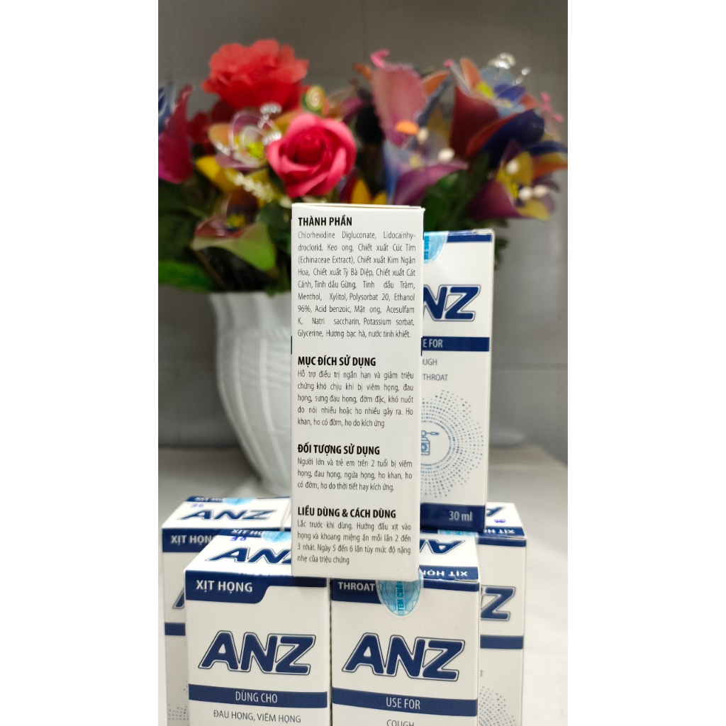 Dung dịch Xịt họng Anz - xịt ho khan ho có đờm viêm họng Thiện Sơn