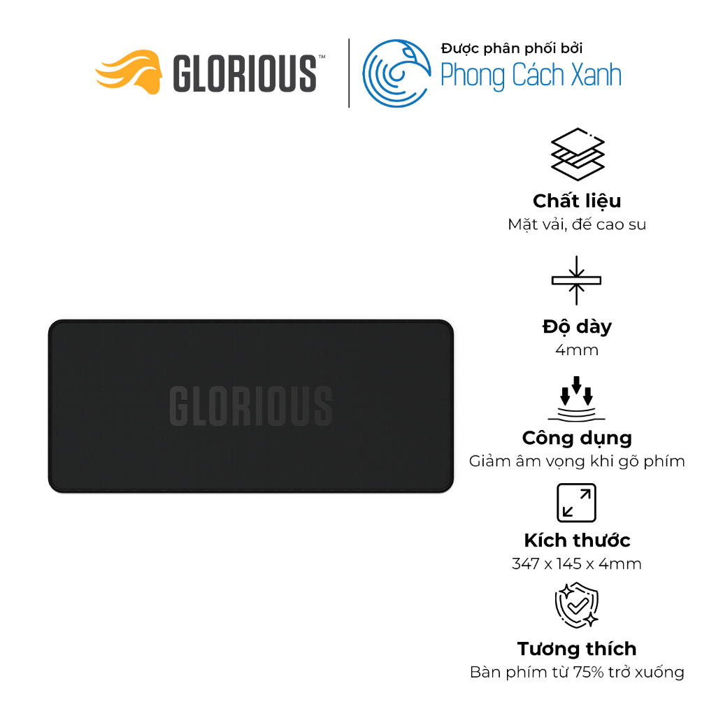 Tấm lót bàn phím cơ Glorious Sound Dampening Keyboard Mat 75% TKL – Hàng chính hãng