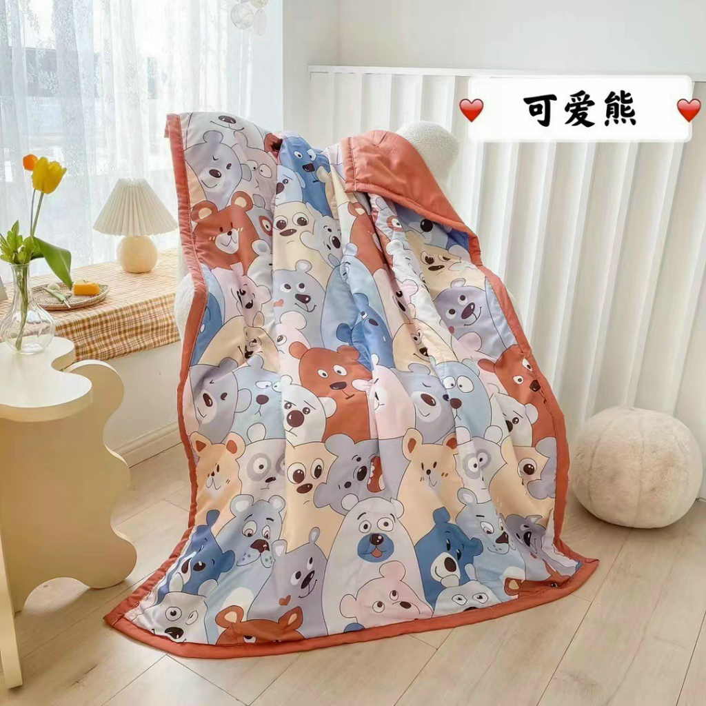 Chăn Trẻ Em Cotton Đũi nhập khẩu viền cạnh siêu đẹp cho bé đi học kích thước 1m2x1m5 chăn hè mềm mát mẫu gia đình gấu-sa