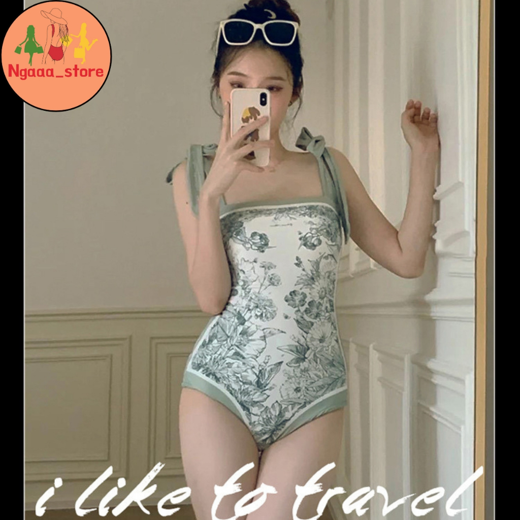 Bikini đi biển liền thân kín đáo BK6017, Đồ bơi nữ 1 mảnh họa tiết vintage mặc được 2 mặt phong cách hàn quốc trẻ trung | BigBuy360 - bigbuy360.vn