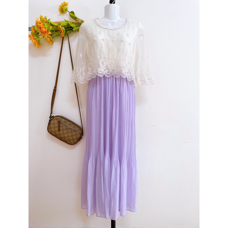 Đầm Voan Phối Lưới, Hai Lớp, 2hand