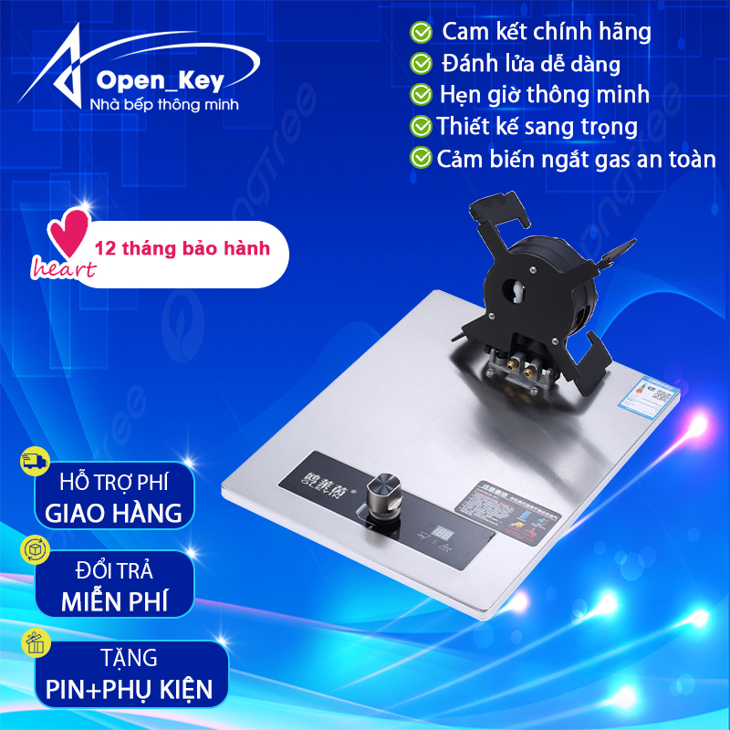 Bếp Gas Đơn 9 Đầu Đốt Bản Cao Cấp, Tích Hợp Hẹn Giờ, Cảm Biến Tự Ngắt Gas, Khóa An Toàn Thông Minh
