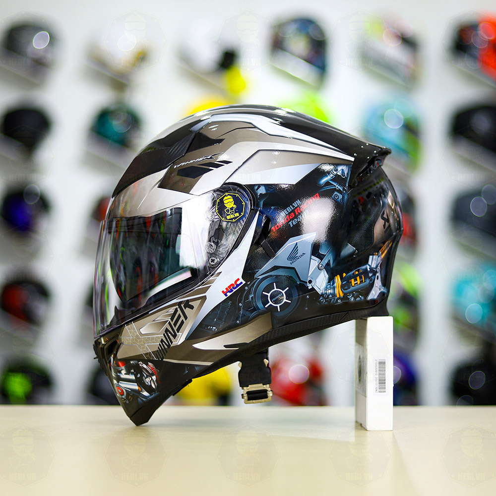 Mũ ROC 05 K3SV 2 Kính Đen Bóng + Dán Tem Decal Honda Winner Xám