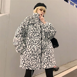 Sẵn XL-XXL(Lông siêu mềm)Ảnh thật 4 hình cuối-HC261.Áo khoác lông họa tiết da báo phong cách Harajuku