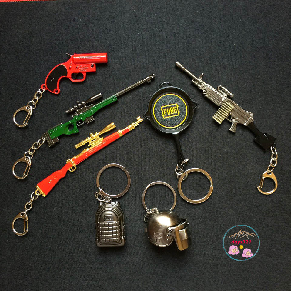 Móc Khóa PUBG Hình Chảo, Mũ, Giáp, Balo, Huy Hiệu, Máy Bay