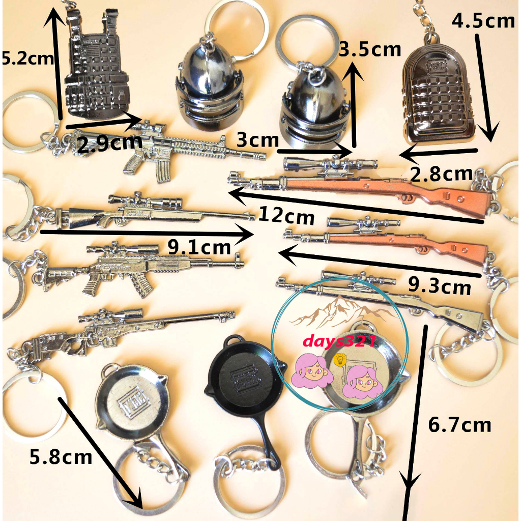 Móc Khóa PUBG Hình Chảo, Mũ, Giáp, Balo, Huy Hiệu, Máy Bay