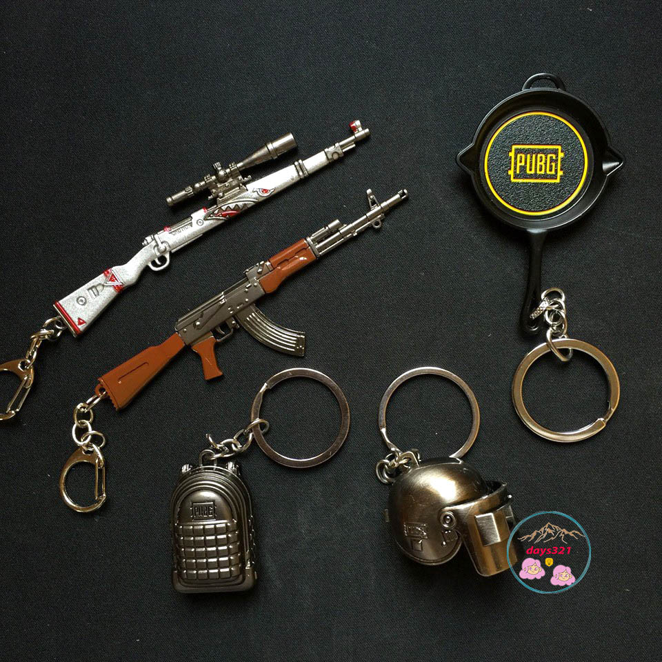 Móc Khóa PUBG Hình Chảo, Mũ, Giáp, Balo, Huy Hiệu, Máy Bay