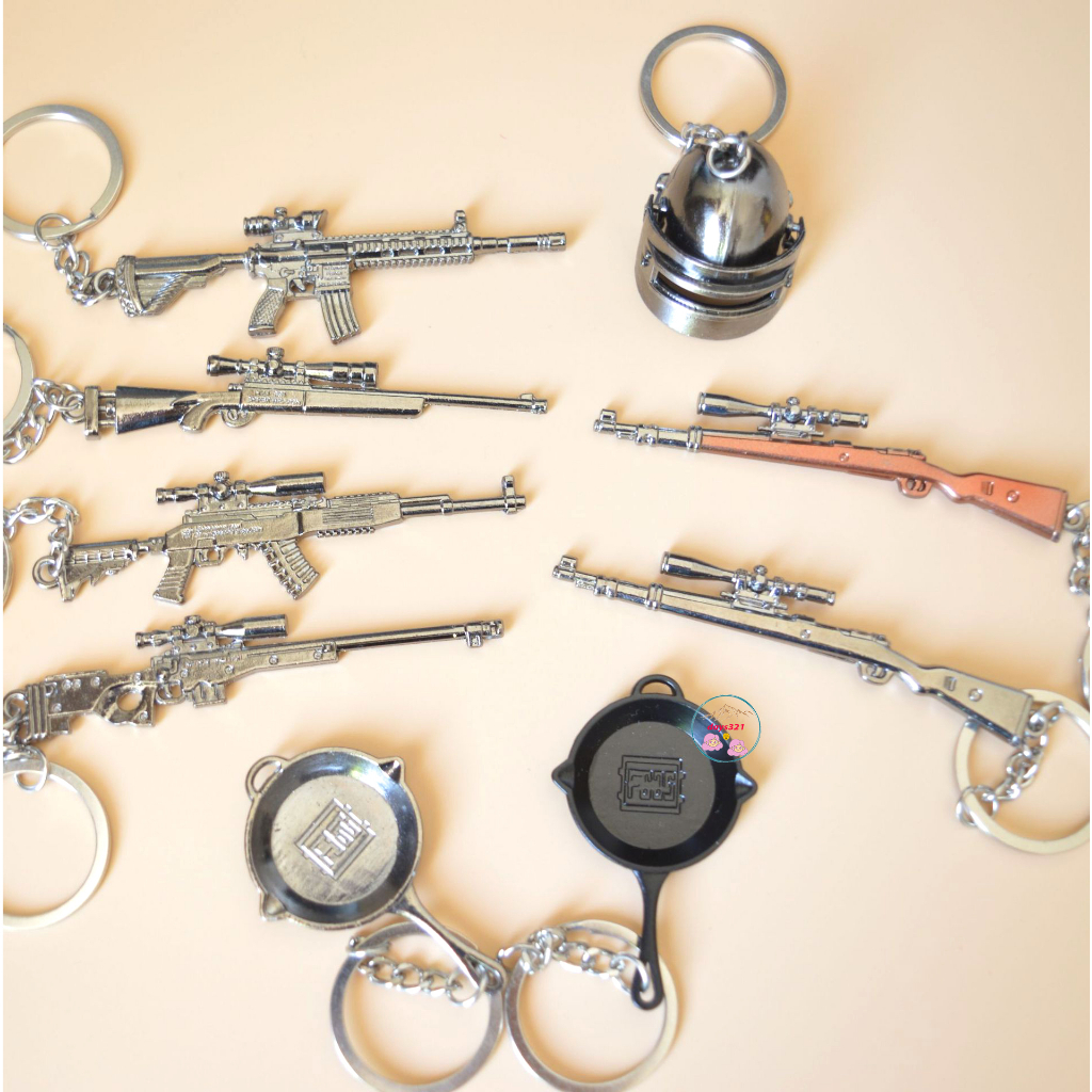 Móc khoá PUBG mô hình súng AWM AKM K98 AK M416 M249 M16A4 bắn súng thính Flare gun Thompson AUG A3 UMP9 Vector SKS M24