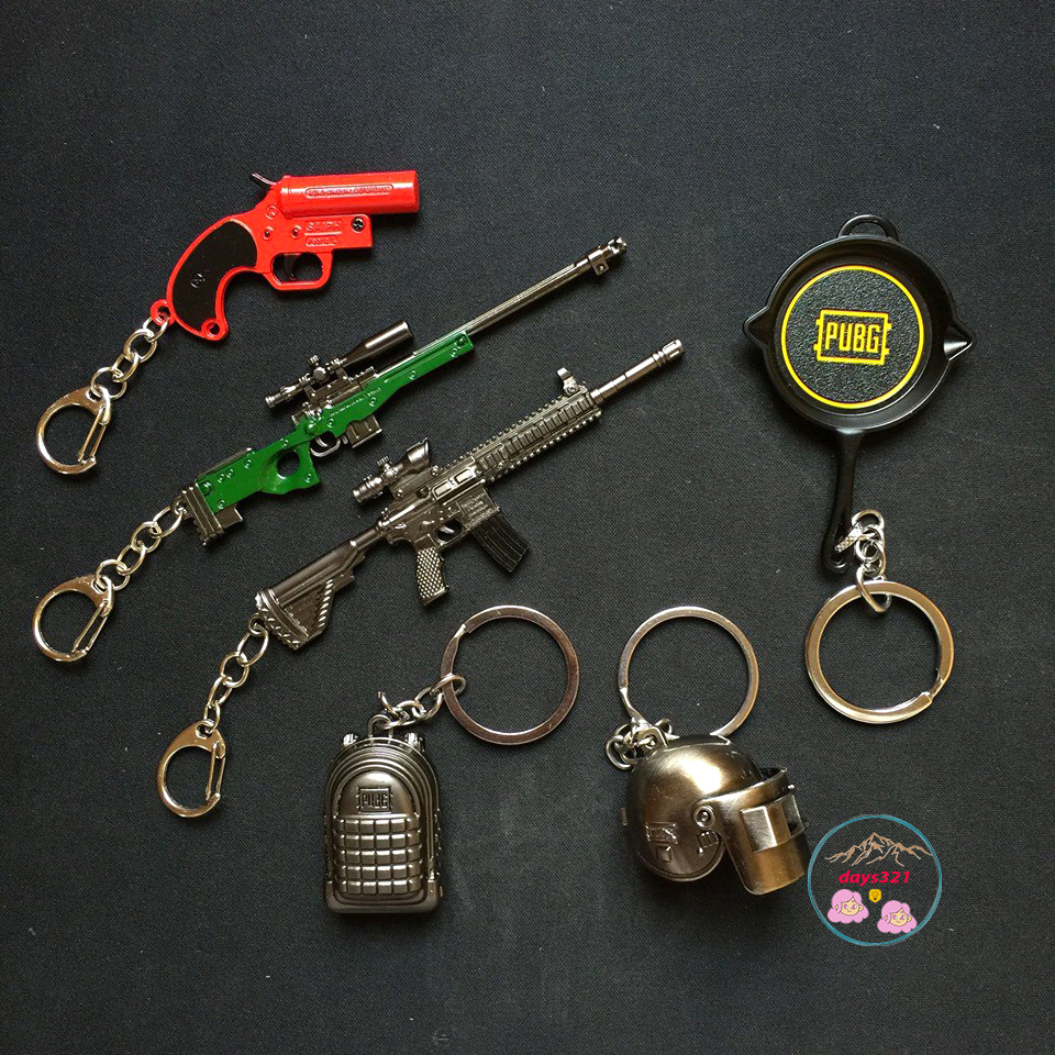 Móc khoá PUBG mô hình súng AWM AKM K98 AK M416 M249 M16A4 bắn súng thính Flare gun Thompson AUG A3 UMP9 Vector SKS M24