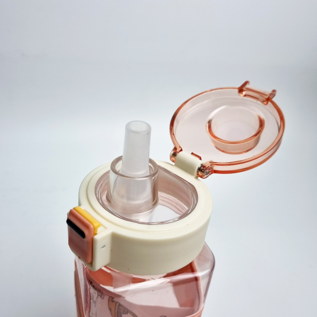 Bình Nước Shuiyinzi Cho Bé Xinh Xắn Kiểu Chữ Nhật Dễ Cầm 600ml Có Dây Đeo Sticker