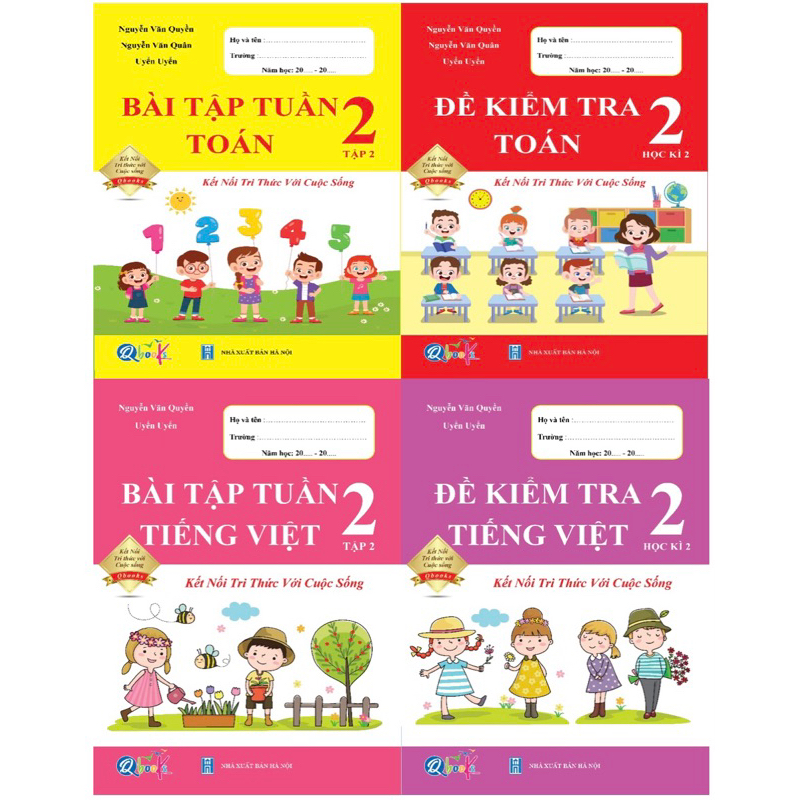 Sách - Combo Đề Kiểm Tra Và Bài Tập Tuần Toán Và Tiếng Việt Lớp 2 - Kết nối tri thức với cuộc sống - Học Kì 2 ( 4 Cuốn )