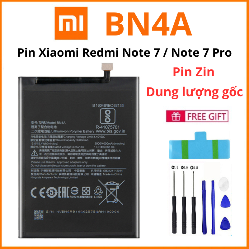 Pin zin Xiaomi Redmi note 7 / note 7 Pro BN4A | Hàng zin , dung lượng gốc| Tặng kèm tools