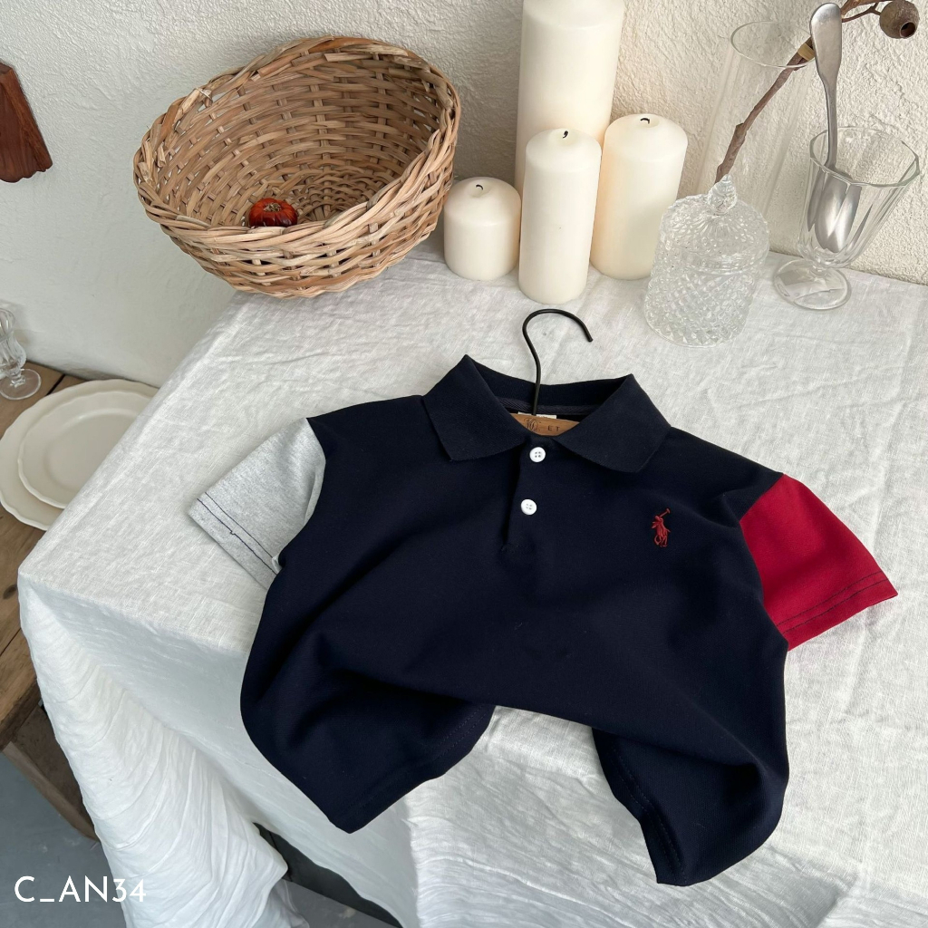 Áo polo cho bé trai EMBES KIDS, áo polo trẻ em 11kg đến 31kg