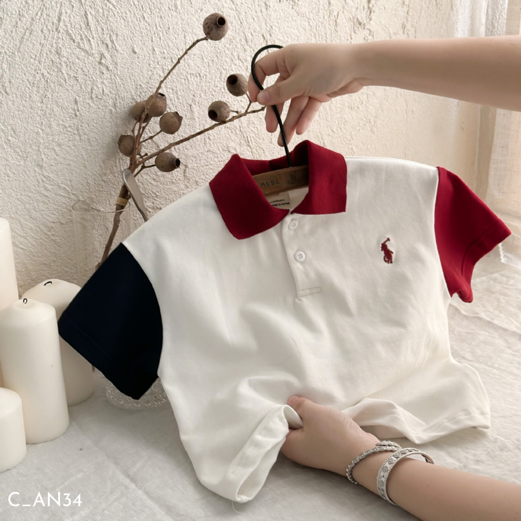 Áo polo cho bé trai EMBES KIDS, áo polo trẻ em 11kg đến 31kg