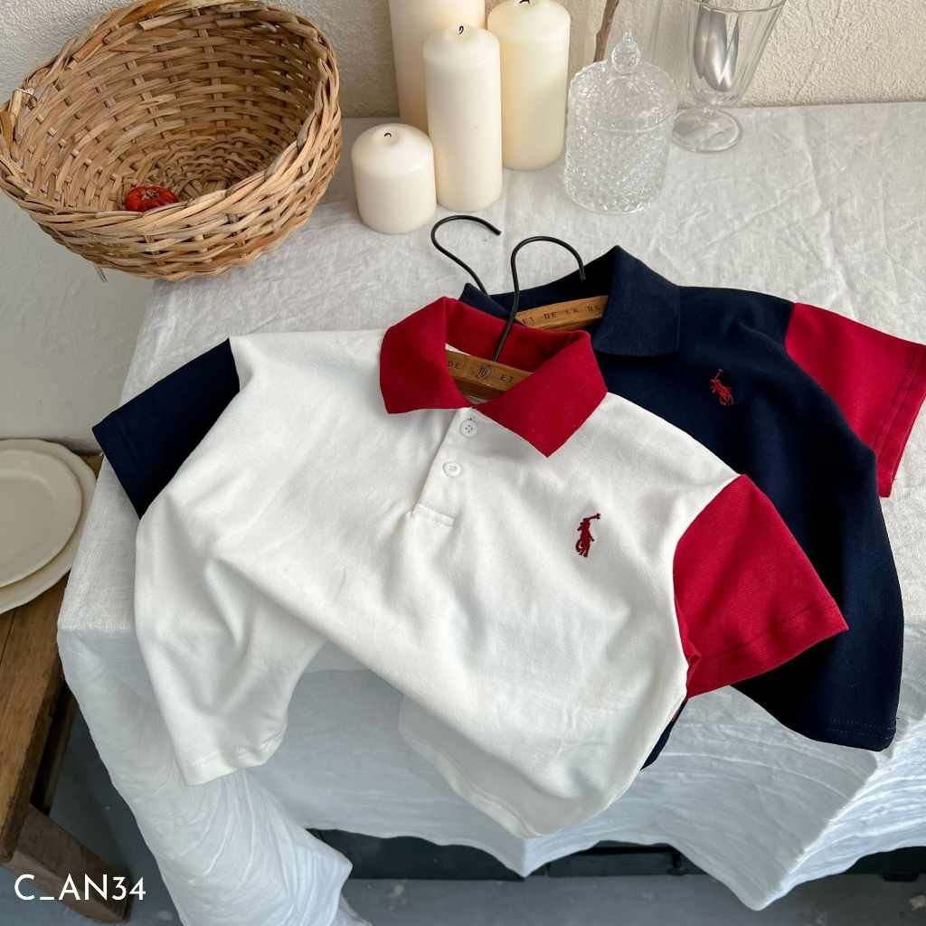 Áo polo cho bé trai EMBES KIDS, áo polo trẻ em 11kg đến 31kg