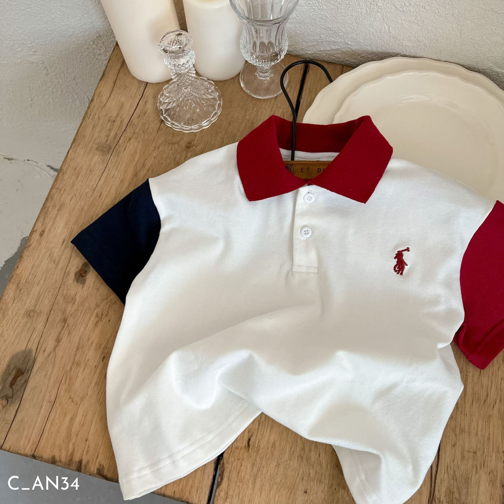 Áo polo cho bé trai EMBES KIDS, áo polo trẻ em 11kg đến 31kg