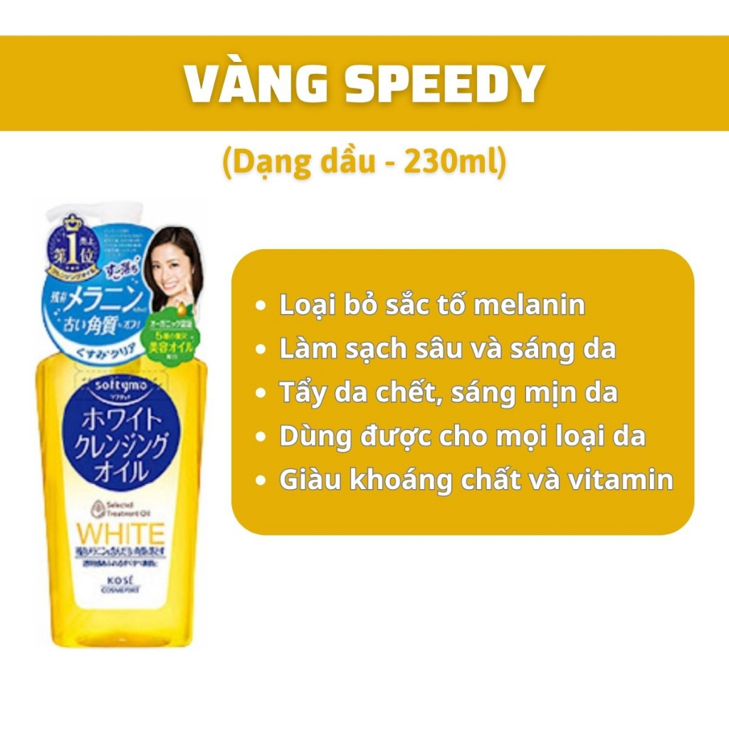 Dầu Tẩy Trang Kose Softymo Làm Sạch Sâu Dịu Nhẹ Cleansing Oil Xanh/Vàng/Hồng Nội Địa Nhật Bản 230ml - Wincy Mart