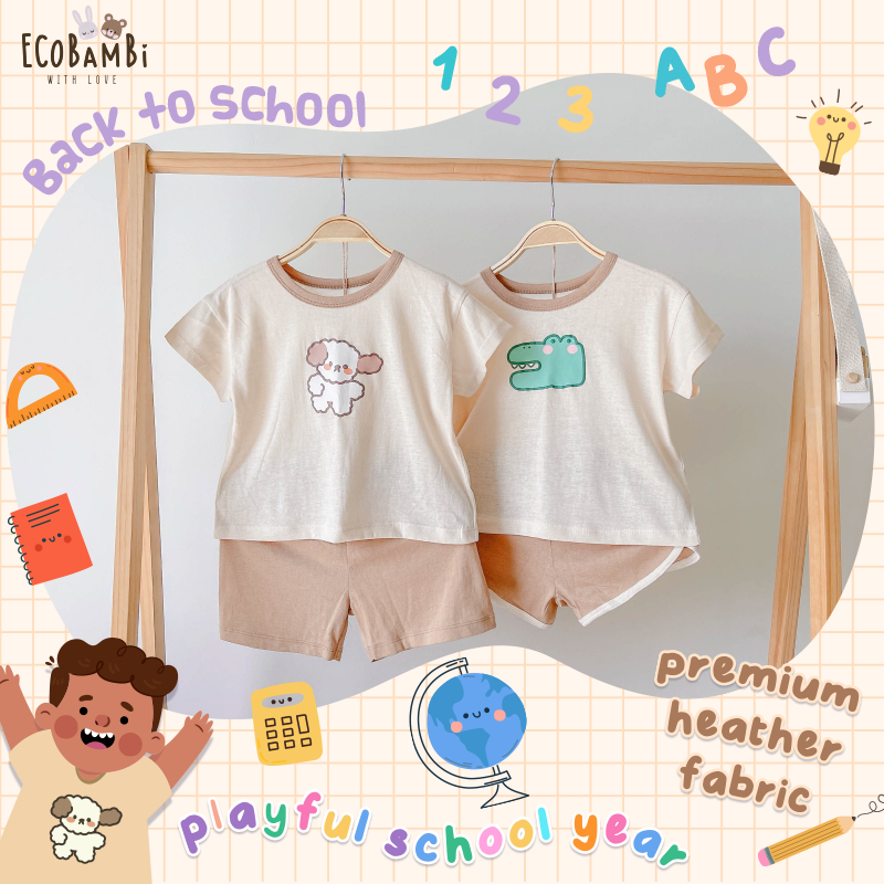 Bộ thun cotton phong cách Hàn Quốc EcobambiWithLove