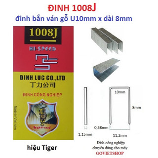 Ghim 1008J hiệu Tiger hộp 4750 cây đinh U1008, đinh bấm gỗ decor trang trí liên kết vật liệu, đinh bấm ghim yên xe
