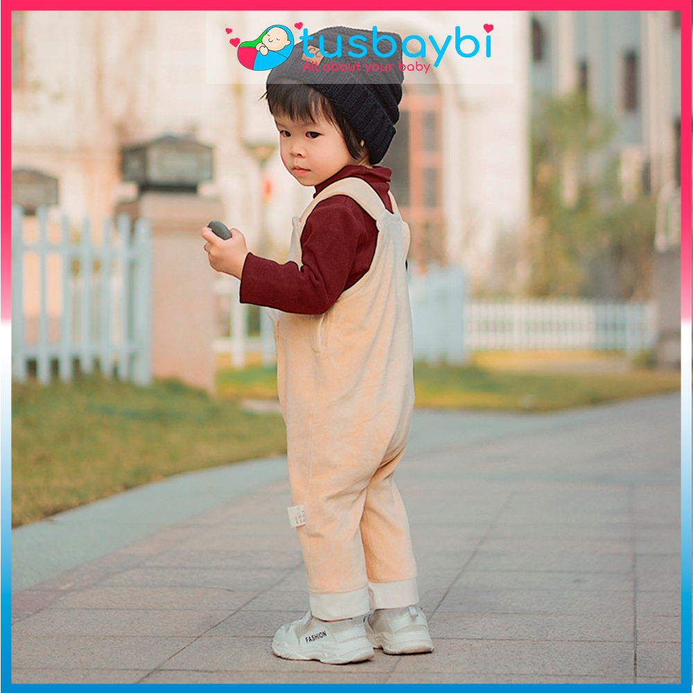 Yếm quần lông giả cừu fleece thu đông dành cho bé CQY0001 (Size 90cm)