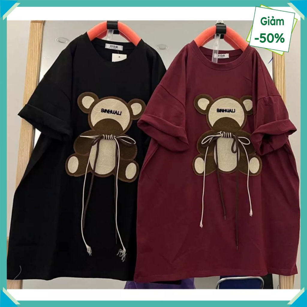 Áo thun nữ nam tay lỡ form rộng Thỏ Đội Mũ Thêu Oversize Unisex chất cotton siêu đẹp vải dày dặn | BigBuy360 - bigbuy360.vn
