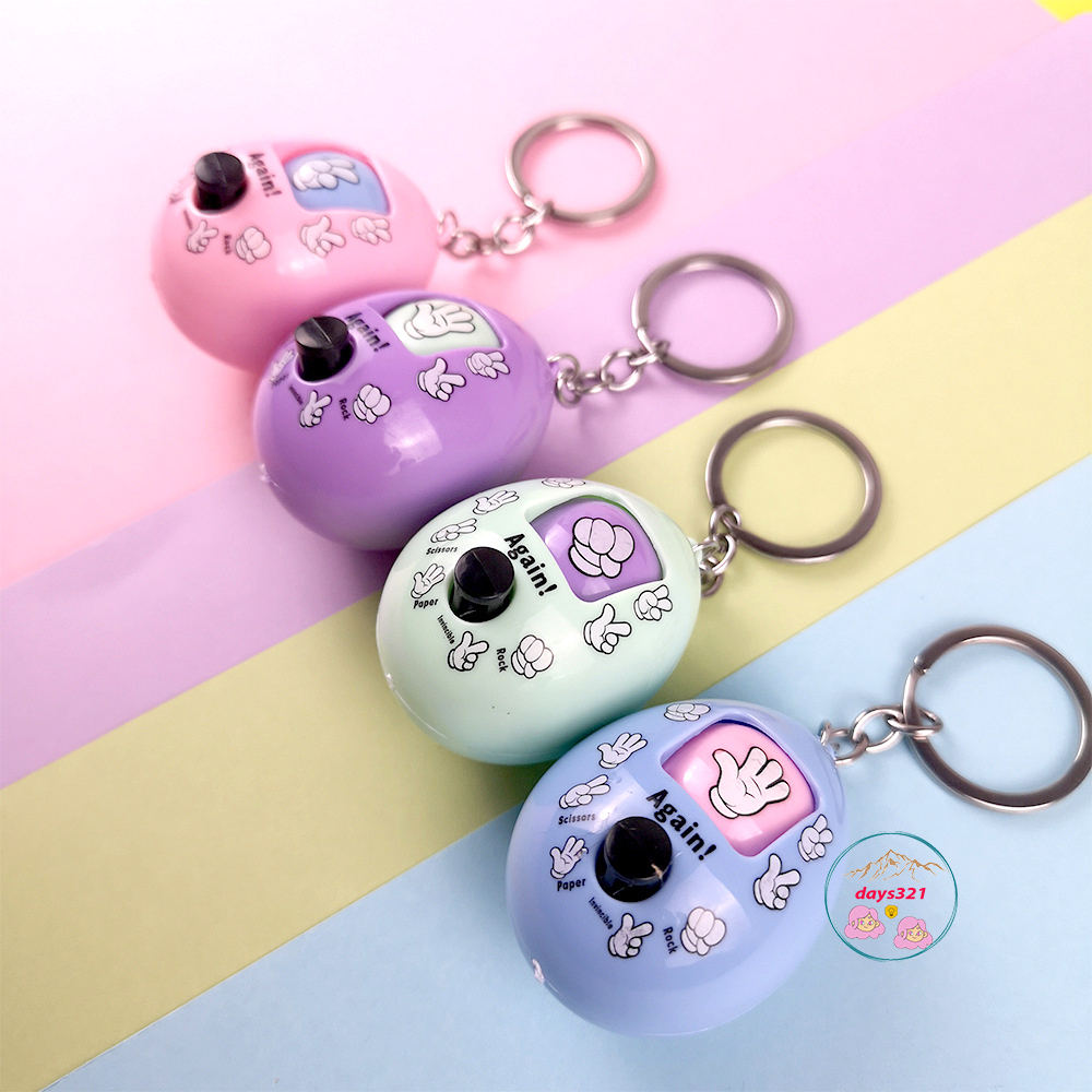 Móc khóa trứng oẳn tù tì kéo búa bao nút xoay ngẫu nhiên màu sắc kẹo ngọt đáng yêu cho bé