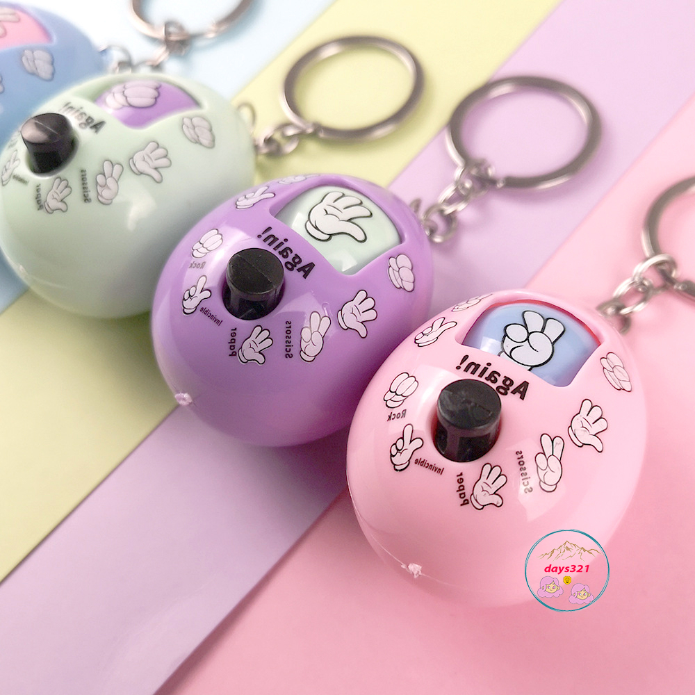 Móc khóa trứng oẳn tù tì kéo búa bao nút xoay ngẫu nhiên màu sắc kẹo ngọt đáng yêu cho bé