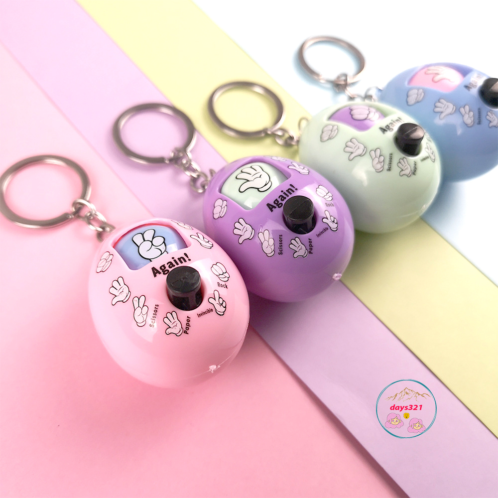 Móc khóa trứng oẳn tù tì kéo búa bao nút xoay ngẫu nhiên màu sắc kẹo ngọt đáng yêu cho bé